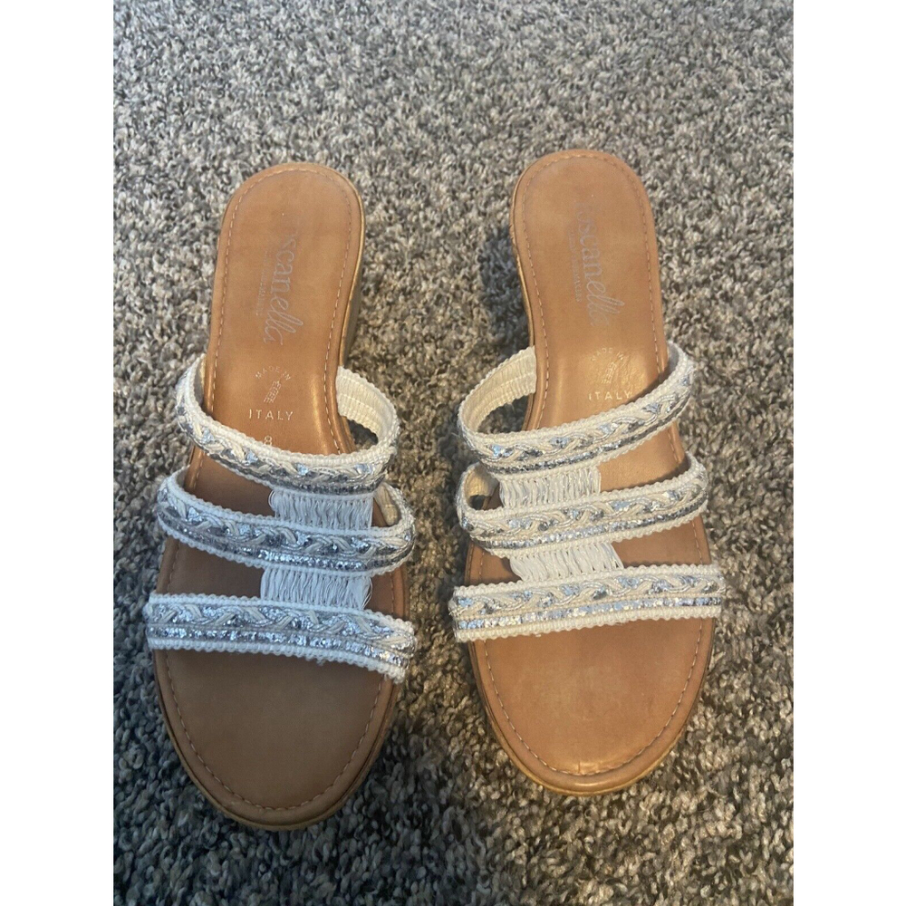 White beaded Wedge Sandal 8